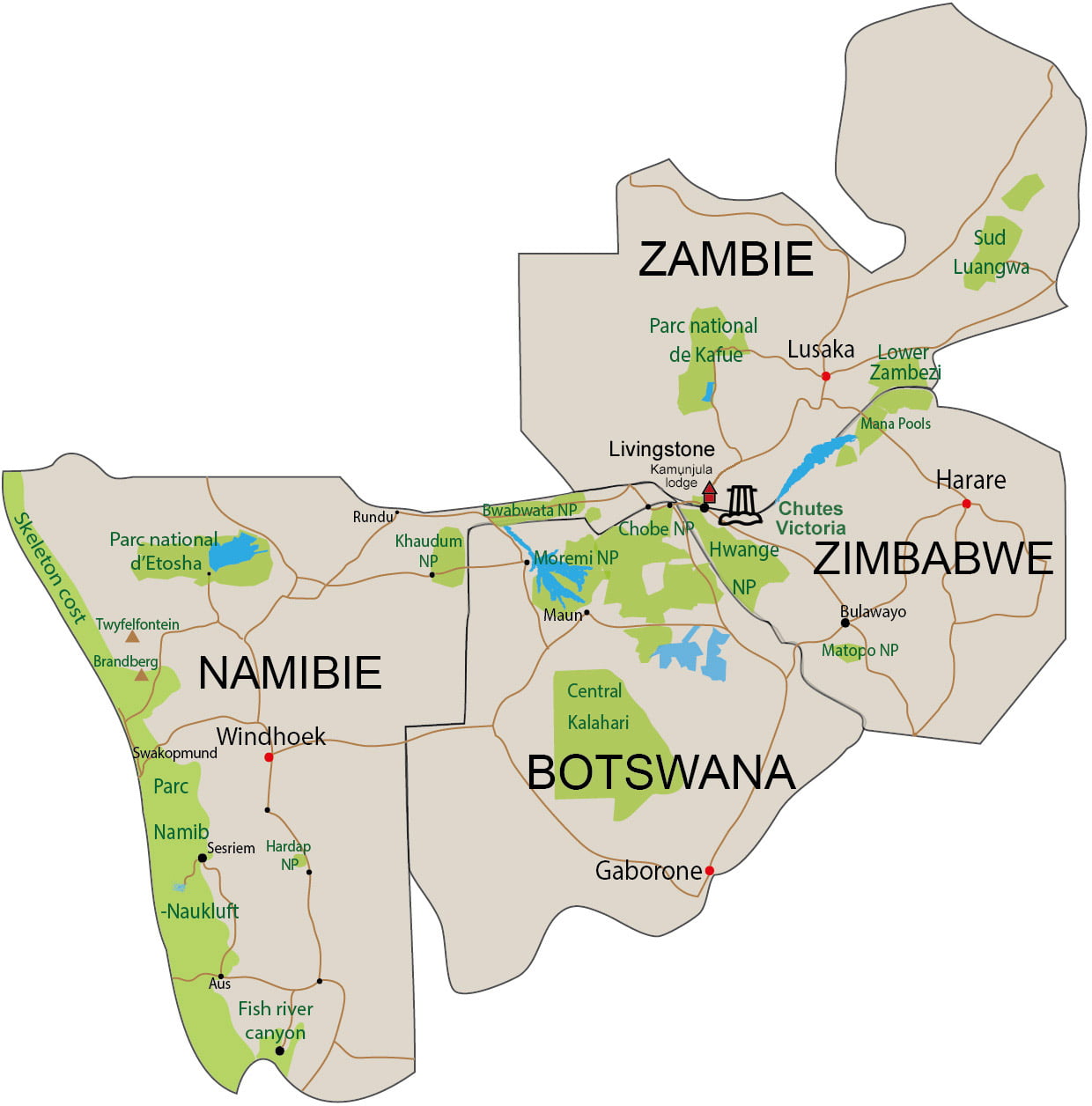 Carte Namibie